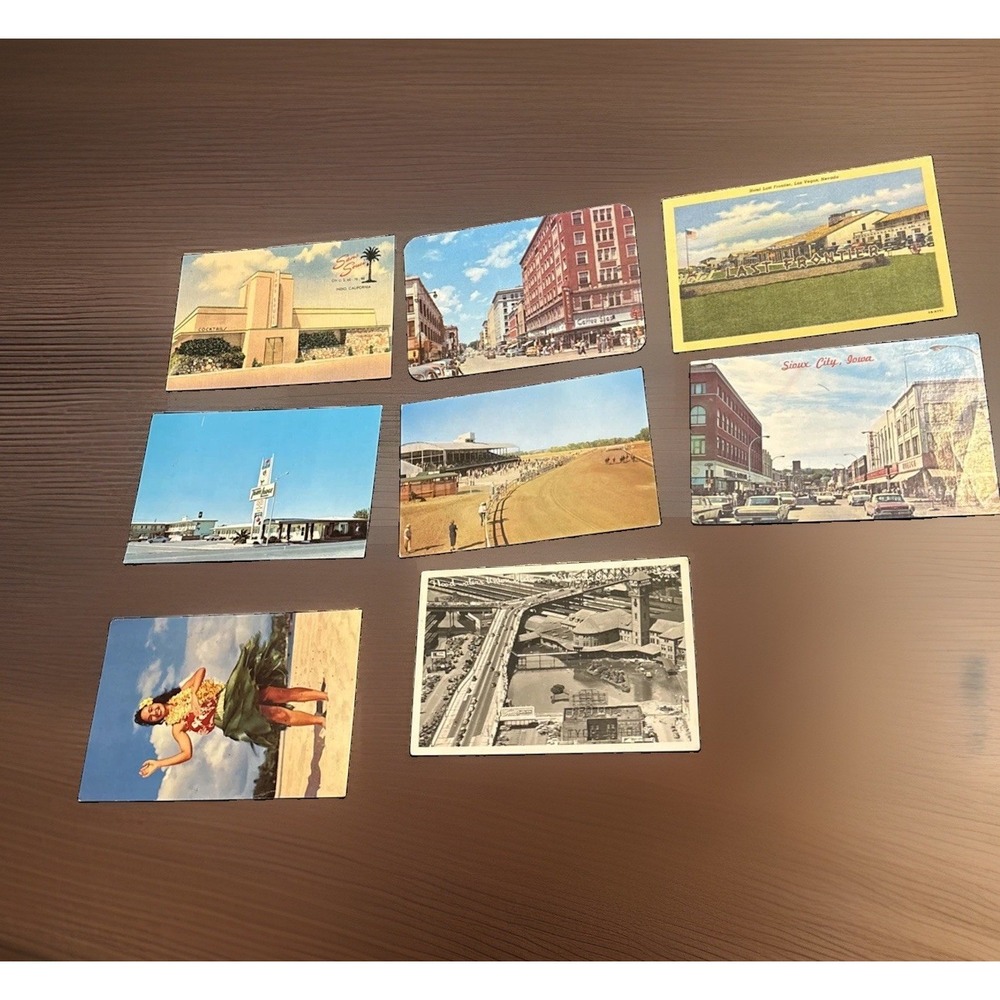 Vintage Postcard Lot of 8 Mid Century RPPC 1948 Portland Flood Las Vegas Iowa CA